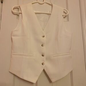White Button Down Vest